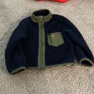Polo by Ralph Lauren Navy Sherpa Jacket with Olive Green Trim